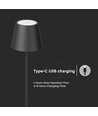4W LED vloerlamp, oplaadbaar - Touch dimbaar, USB, IP54, zwart, in hoogte verstelbaar 50-130cm, incl. lichtbron