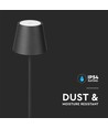 4W LED vloerlamp, oplaadbaar - Touch dimbaar, USB, IP54, zwart, in hoogte verstelbaar 50-130cm, incl. lichtbron