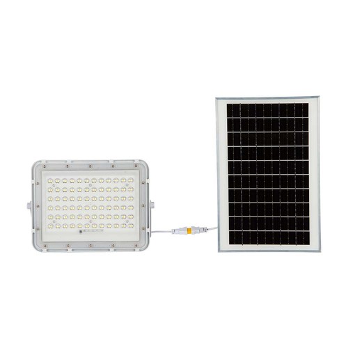 VT LED Solar Schijnwerper 120W - 6400K, 12000 mAh Batterij, 3m Kabel, Slimme IR Afstandsbediening, Snelladen, Wit