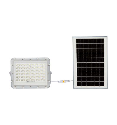VT LED Solar Schijnwerper 120W - 6400K, 12000 mAh Batterij, 3m Kabel, Slimme IR Afstandsbediening, Snelladen, Wit