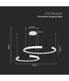 48W LED design hanglamp - Wit, 4000K, Triac dimbaar, twee halve manen