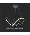 49W LED decoratieve pendellamp, dimbaar - Ø70cm, 5220lm, 3000K, zwarte behuizing, IP20