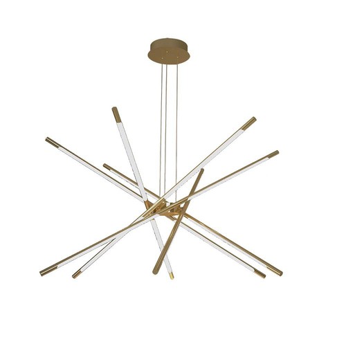42W LED designer pendellamp, goud - Dimbaar, 12 buizen, 3000K, 85x31x120cm