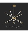 42W LED designer pendellamp, goud - Dimbaar, 12 buizen, 3000K, 85x31x120cm