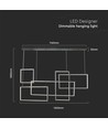 45W LED designer pendellamp - 120cm, 4800lm, zwart, warm wit, IP20