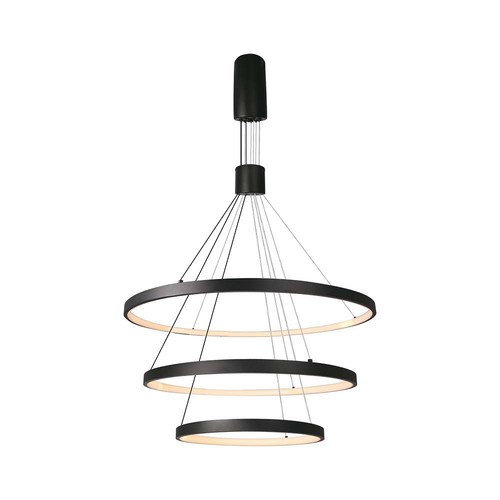 46W LED pendellamp met 3 ringen, dimbaar - 4900lm, 3000K, zwart, modern design