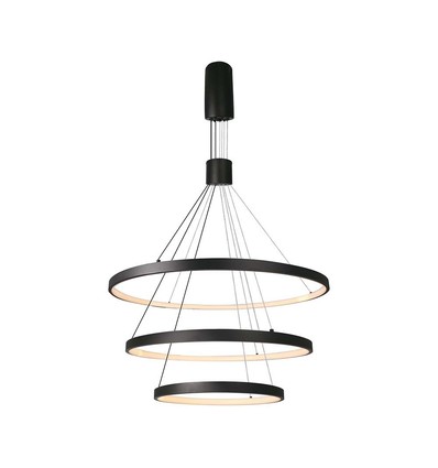 46W LED pendellamp met 3 ringen, dimbaar - 4900lm, 3000K, zwart, modern design