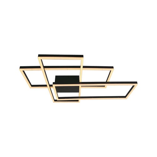 47W LED plafondlamp - L90xW67cm, 3000K, dimbaar, zwarte afwerking, decoratieve binnenverlichting