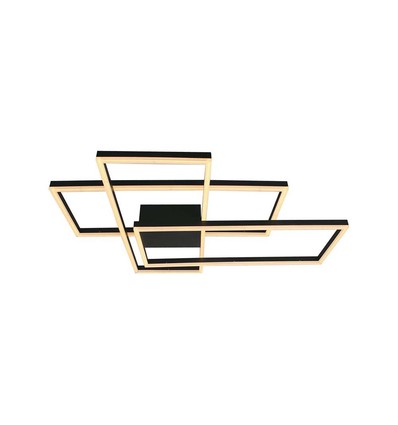 47W LED plafondlamp - L90xW67cm, 3000K, dimbaar, zwarte afwerking, decoratieve binnenverlichting