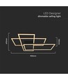 47W LED plafondlamp - L90xW67cm, 3000K, dimbaar, zwarte afwerking, decoratieve binnenverlichting