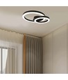 20W LED designer plafondlamp - Twee overlappende ringen, Ø45cm, zwart, 3000K, 105lm/W