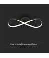 24W Infinity LED designerlamp - 3000K, zwart, 360 graden, wand/plafondlamp