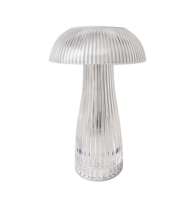 1W oplaadbare LED tafellamp - Touch dimbaar, 3-in-1 CCT, transparant, Ø16 x 25 cm