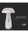 1W oplaadbare LED tafellamp - Touch dimbaar, 3-in-1 CCT, transparant, Ø16 x 25 cm