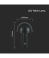 3W oplaadbare LED tafellamp, zwart - 3-in-1 CCT, dimbaar, touch, 5V, 1800mAh batterij