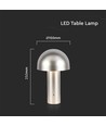V-Tac oplaadbare 3-in-1 tafellamp - Champagne/Goud, IP20, touch dimbaar