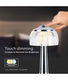 LED tafellamp - 1800mAh batterij, 13,5x26,5cm, 3-in-1, chromen behuizing