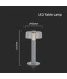 1W oplaadbare LED tafellamp - Touch dimbaar, 1800mAh batterij, 3000K, grijs, incl. USB-C kabel