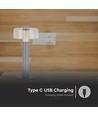 1W oplaadbare LED tafellamp - Touch dimbaar, 1800mAh batterij, 3000K, grijs, incl. USB-C kabel