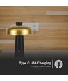 3W oplaadbare LED tafellamp - Touch dimbaar, 3-in-1 CCT, goud/zwart, incl. USB-kabel