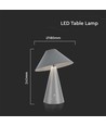 3W oplaadbare LED tafellamp, CCT - Grijs, touch dimbaar, USB-C, metaal, 200lm
