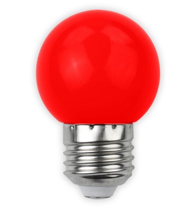 E27 1W LED kogellamp - Rood, mat