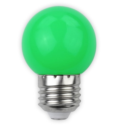 E27 1W LED kogellamp - Groen, mat