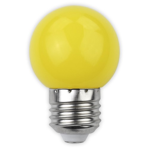 E27 1W LED kogellamp - Geel, mat