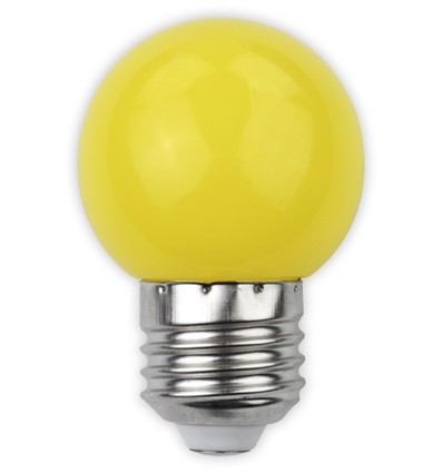 E27 1W LED kogellamp - Geel, mat