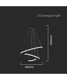 32W LED pendellamp met 3 ringen - Zwart, 3000K, 600x400x200mm, decoratieve plafondlamp