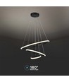 32W LED pendellamp met 3 ringen - Zwart, 3000K, 600x400x200mm, decoratieve plafondlamp