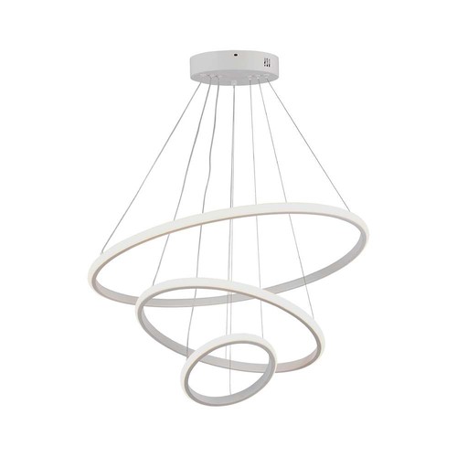 32W LED pendellamp, 3 ringen - Ø60+40+20cm, 3880lm, 3000K, witte afwerking