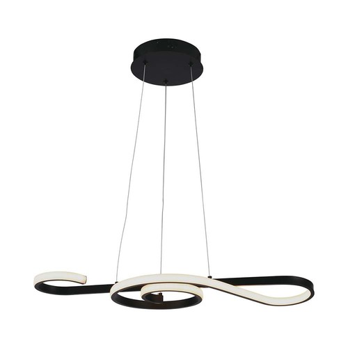 18W LED pendellamp, viool design - 700x250mm, 3000K, zwart, decoratieve plafondlamp