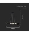 18W LED pendellamp, viool design - 700x250mm, 3000K, zwart, decoratieve plafondlamp