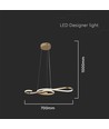 18W decoratieve LED pendellamp - L700x250mm, goud, viool-vormig, 3000K