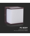 8W LED wandlamp - IP65, bruin, vierkant, incl. lichtbron