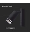 Wandgemonteerde GU10 spotlamp - zwarte behuizing
