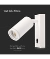 GU10 wandlamp met schakelaar - Wit, aluminium, zonder lichtbron