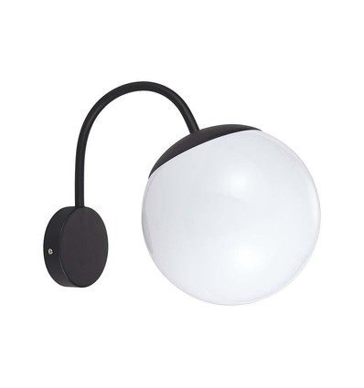 E27 wandlamp met witte bol - Zwart, IP44 buiten, Ø20cm, exclusief lichtbron