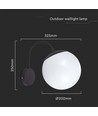 E27 wandlamp met witte bol - Zwart, IP44 buiten, Ø20cm, exclusief lichtbron