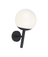 E27 buitenwandlamp - Zwart, IP44, opalen bol, Ø20cm, exclusief lichtbron