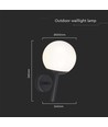 E27 buitenwandlamp - Zwart, IP44, opalen bol, Ø20cm, exclusief lichtbron