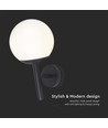 E27 buitenwandlamp - Zwart, IP44, opalen bol, Ø20cm, exclusief lichtbron