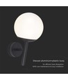 E27 buitenwandlamp - Zwart, IP44, opalen bol, Ø20cm, exclusief lichtbron