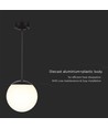 Ø20cm hanglamp, mat zwart - IP44, E27 fitting, opaal witte bol, aluminium en kunststof, exclusief lichtbron