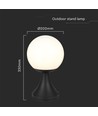 E27 buiten sokkellamp - IP44, mat zwart, opaalglas, hoogte 100cm, exclusief lichtbron