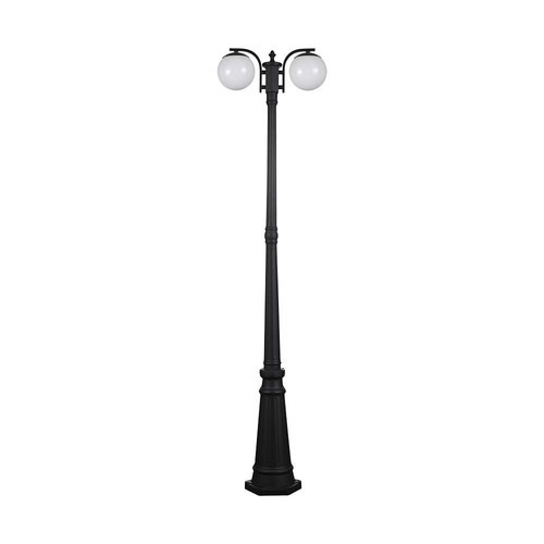 97cm tuinlamp met 2 bollen, 2xE27 - IP44, mat zwart, robuuste constructie, exclusief lichtbron