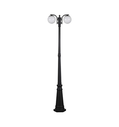 97cm tuinlamp met 2 bollen, 2xE27 - IP44, mat zwart, robuuste constructie, exclusief lichtbron