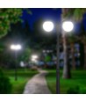97cm tuinlamp met 2 bollen, 2xE27 - IP44, mat zwart, robuuste constructie, exclusief lichtbron