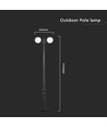 97cm tuinlamp met 2 bollen, 2xE27 - IP44, mat zwart, robuuste constructie, exclusief lichtbron